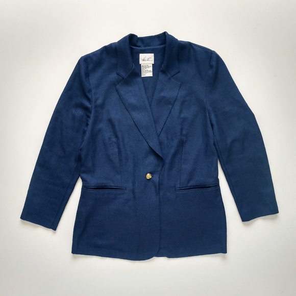 Vintage Kathy Lee Navy Trendy Oversized Blazer 12 - Picture 3 of 8